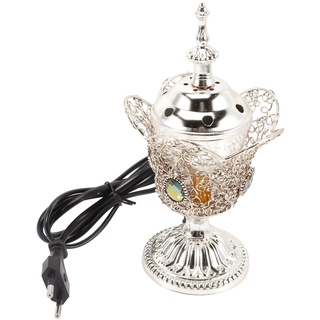 Warmhm Electric Incense Burner Middle Eastern Style Tabletop Electric Censer Iron Incense Burner Scented Aroma Incense Holder for Home Office Yoga Spa Aromatherapy Decor (EU Plug)