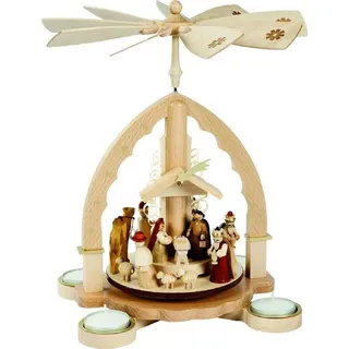 Erzgebirgische Volkskunst Richard Glässer GmbH Weihnachtspyramide Richard Glässer Pyramide Christi Geburt, Handarbeit aus dem Erzgebirge beige