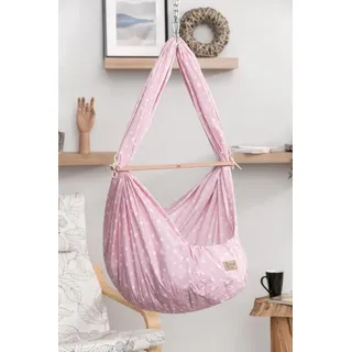 Baby FEDERWIEGE Einschlafhilfe ruhiger & erholsamer Schlaf | weiße Sterne pink