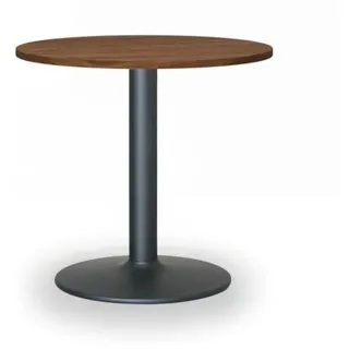 Besprechungstisch rund ZEUS II, Durchmesser 60 cm, schwarzes Fußgestell, Platte Nuss