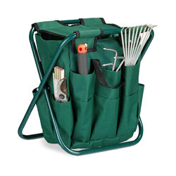 Tabouret porte-outils de jardinage 16 poches et compartiment intérieur pliable HxlxP: 42 x 30 x 39