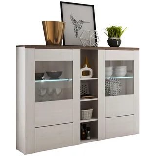Home Affaire Highboard »Larona, zeitlose Hochkommode mit 2 Türen, Türkommode, Höhe 129,5 cm,«, Anrichte mit dekorative Rahmenoptik, Türen mit Glaseinsatz