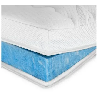 AM Qualitätsmatratzen | Premium Plus Gelschaum-Topper | 130x200 cm | 8 cm hoch | Bezug aus Lyocell | Antirutschfunktion | Umlaufendes Klimaband | |