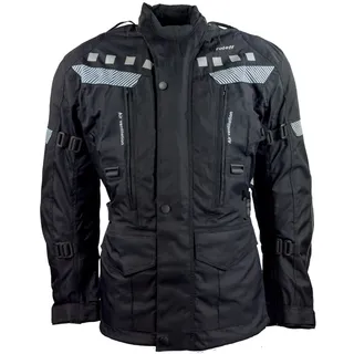 ROLEFF RACEWEAR RO773 lange Textil Motorradjacke mit abnehmbarer Neon-Weste, schwarz, Größe XXL
