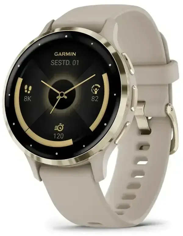 Garmin Venu® 3S 41mm Gehäuse in Soft Gold mit Silikonarmband in French Gray - Neu mit 19% MwSt