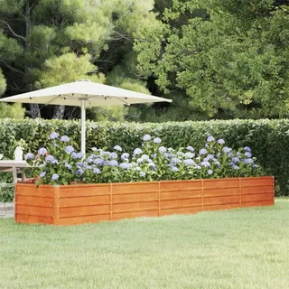 Myheimly Hochbeet, Hochbeet für Garten Balkon Terrasse, Kräuterhochbeet zum Selber Bauen, Gemüsebeet Pflanzkübel aus Metall, Grau Cortenstahl 400 x 80 x 45 cm