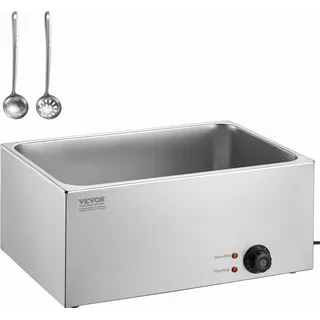 Vevor Kommerzieller Speisenwärmer 18 L Bain Marie, 1200 W, elektrischer Buffetwärmer, Dampftisch-Speisewärmer Arbeitsplatte, Edelstahl-Speisewärmer, Wärmebehälter für Partys, Catering und Restaurants