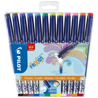 Pilot Pen PILOT FriXion, Fineliner, radierbar, 12er Set, Schwarz/Blau/Rot/Grün/Pink/Violett/Braun/Gelb/Orange/Babypink/Hellgrün/-blau