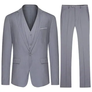 Allthemen Anzug (3 tlg) Slim Fit Herrenanzug für Business grau