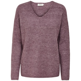 Only Damen Warmer Strickpullover | Knitted Basic Stretch Sweater | Langarm V-Ausschnitt Shirt ONLCAMILLA, Farben:Braun, Größe:S