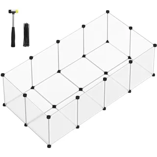 Songmics Freigehege mit Bodenplatten, 143 cm x 73 cm x 46 cm Weiß