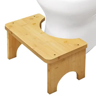BORDEAG Toilettenhocker HolzS,37 * 20 * 17CM Toilettenhocker Aus HolzS,WC Hocker Erwachsene,Toiletten Fußbank Aus Holz Für Erwachsene Und Kinder,Anti Verstopfung,Gegen Blähungen(Holzfarbe)
