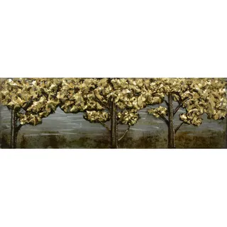 Monee Metallbild, Gold, Metall, rechteckig, 55x180 cm, Handmade in China, 3D-Effekt, Bilder und Zubehör, Wandbilder, Metallbilder