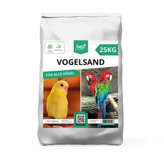 Best For Home Vogelsand | Vogelsand 25kg für Käfig | Quarzsand Vogelsand - Leicht zu dosieren und gleichmäßig zu verteilen | Papagei Sand Idealer Bodengrund für Käfige und Volieren