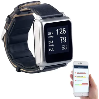 Newgen Medicals Medizinische Blutdruck-Armbanduhr mit Pumpe, E-Ink, Bluetooth & App
