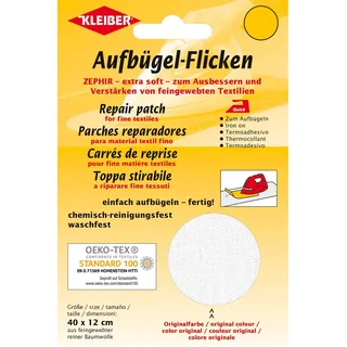 Kleiber + Co.GmbH Aufbügel-Flicken Zephir, weiß, ca. 40 cm x 12 cm