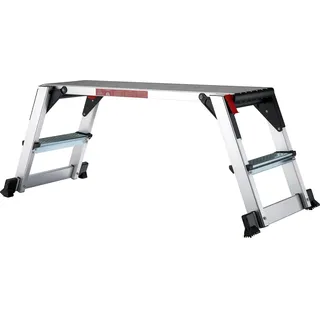 Wiltec Leiter - Gerüst, Alu Arbeitsplattform klappbar, mobile Arbeitsbühne 95 x 30 cm Arbeitsfläche, Tritthocker für Trockenbau, tragbarer Gerüstturm