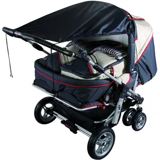 Sunnybaby 11270 - Universal Sonnensegel für Zwillingswagen UPF 50+ | verstellbar | Markisen-Rollofunktion - Farbe: SCHWARZ