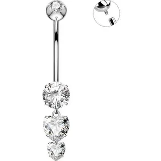 Bauchnabelpiercing 14G Titan G23 Herzanhänger CZ 16mm