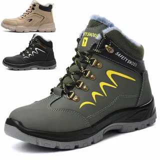 NACKINg Arbeitsschuhe Herren Damen Sicherheitsschuhe Wasserdicht Sicherheitsstiefel Winter Warm Gefüttert Schutzschuhe mit Stahlkappe, Grün, EU 44 - 44 EU