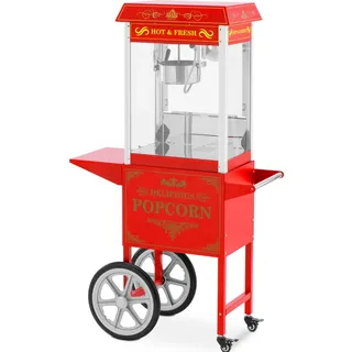 Royal Catering Popcornmaschine mit Wagen / 180 °C rot Popcornmaker Popcorn-Automat, Fun Kitchen, Rot