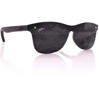 glozzi Sonnenbrille Herren und Damen Holz Polarisiert und Entspiegelt UV400 Schwarz mit Holzbügeln aus Ebenholz und Brillenetui aus Kork