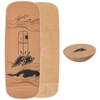 F2 Balance Board F2 Set Kork Flat Shape 80x30cm Halbkugel Beige