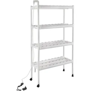 JUDEMII Hydroponic Site Grow Kit Weiß mit 4 Etagen 108 Standorte Hydroponische Anzuchtsysteme mit Zeitschaltuhr Wasserpumpe Hydroponisches Grow Kit aus PVC-U Material für den Anbau Salat Raps Rüben