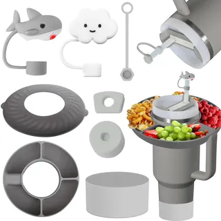 Sunshine smile 8 Stück Snackteller mit Deckel für Stanley Cup 40oz,Stanley Cup Snackschale, Zubehör Stanley Cup,Silikonhülle für Stanley Cup,Snackschale für Stanley Cup Zubehör,Snack Tray