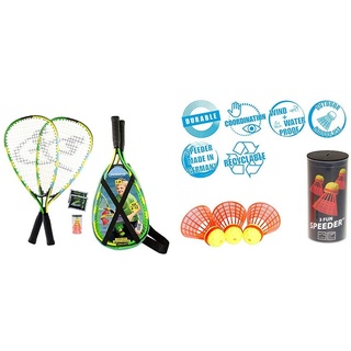 Speedminton® Junior Set – Original Speed Badminton/Crossminton Kinder Set inkl. 2 Fun Speeder®, Tasche & Fun Speeder® - 3er Pack Speed Badminton/Crossminton Einsteiger- und Kinderball