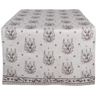 Clayre & Eef Tischläufer 50x140 cm Beige Baumwolle Hirsch Tischdecke