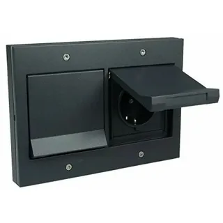 Gira TX44 Doppel-Steckdose mit Klappdeckel und Rahmen anthrazit 2x445467/021267