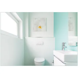 Wallario Vliestapete Badezimmer Gästetoilette Innenansicht - WC und Waschbecken, Seidenmatte Oberfläche, hochwertiger Digitaldruck, in verschiedenen Größen erhältlich grün