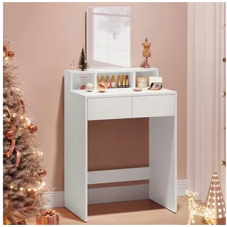 VASAGLE Schminktisch mit Spiegel 2 Schubladen 3 offenen Fächern weiß Modern - Weiß