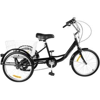 ARBGO Dreirad für Erwachsene Senioren Dreirad 3-Rad Fahrrad Dreirad Modernes Erwachsenen Dreirad mit Einkaufskorb Einstellbare Geschwindigkeit Höhe, Schwarz
