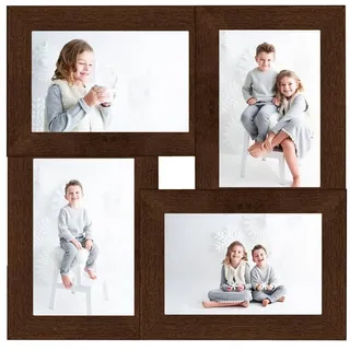 vidaXL Collage Bilderrahmen für 4x(13x18 cm) Fotos Dunkelbraun MDF