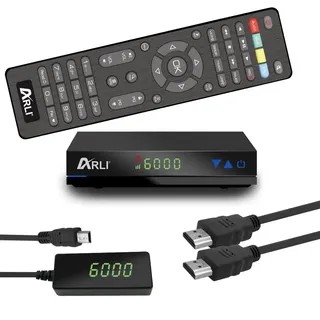 ARLI AH1 HD Sat Receiver – DVB-S2 Digitaler Satellitenreceiver, Full HD 1080p HDMI Astra/Hotbird/Türksat vorprogrammiert USB Externes Display Netzteil 12V Camping geeignet