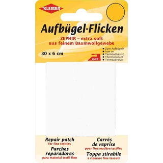 Kleiber + Co.GmbH Aufbügel-Flicken Zephir Aufbügelflicken, Baumwolle, weiß, 30 x 6 x 0.3 cm