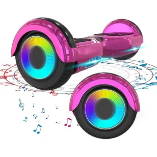 MEGA MOTION Hoverboards, 6.5 Zoll mit Bluetooth Lautsprecher, Kommt mit cool leuchtendem Rad, mit LED-Leuchten, Geschenk für Kinder und Jugendliche - Rosa