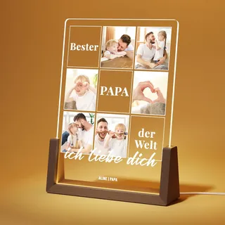 Giftove Geschenke für Papa - Weihnachtsgeschenke für Papa - Papa Geschenk Weihnachten Personalisiert mit Foto von Baby & kindern - Led Bilderrahmen Papa - Vater Geschenke zum Weihnachten, Geburtstag