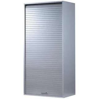 SIMMOB Rollladenschrank COOK127AL Küchenschrank Hochschrank Oberschrank mit Rollladentür Aluminium grau