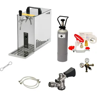 ich-zapfe Komplett Set - Zapfanlage, Bierzapfanlage, Bierkoffer, Durchlaufkühler Pygmy 25, 1-leitig, 30 Liter/h, Reinigungsset für Zapfanlage und Keg,