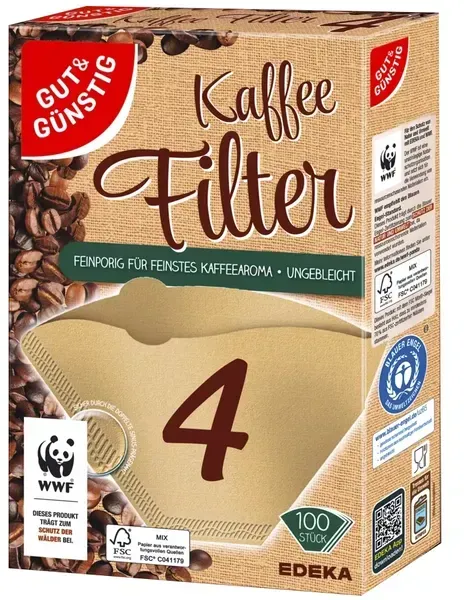 Kaffeefilter für Kaffeemaschinen 100 Stück in Gr. 4, Abbildung kann abweichen
