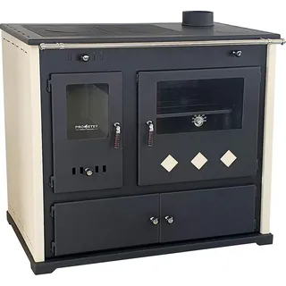 Prometey EEK A+ Kaminofen mit Backfach und Herdplatte Lux Holzofen 9,5 kW Kamin Ofen Dauerbrandofen Werkstattofen Schwedenofen Hüttenofen Heizofen