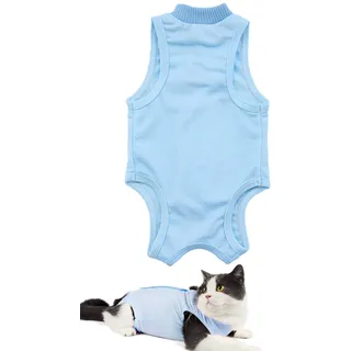 AEITPET Recovery Suit Katze, Haustiere Schutz Kleidung Wiederherstellung Anzug Weste, Verhindern Lecken Nach der Operation Tragen Weaning und Warmhalte Recovery Tuch Anzug für Katzen Hunde (S, Blau)