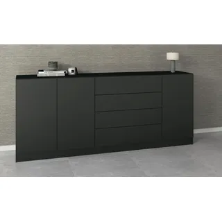 borchardt Möbel Sideboard BORCHARDT MÖBEL "Vaasa", schwarz (schwarz matt), B:190cm H:79cm T:35cm, Sideboards, Sideboard, Breite 190 cm