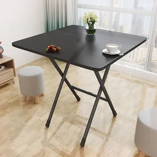 Cremlank Tragbarer, faltbarer quadratischer Esstisch, 58,4 cm, kleiner Klapptisch, Esstisch, für drinnen und draußen, für Zuhause, Büro, Miethaus, Balkon, Schwarz