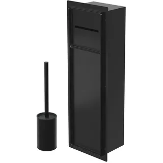 luxebath Unterputz-Schrankmodul Edelstahl für die Klobürstengarnitur, Schwarz aus 60x20x10 cm,