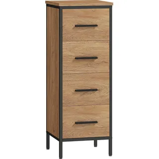 HOMCOM Badezimmerschrank schmal Badschrank mit 4 Schubladen, Toilettenschrank Beistellschrank Aufbewahrungsschrank Nischenschrank für Badezimmer, kleine Räume, 30 x 30 x 82 cm, Eiche   Aosom