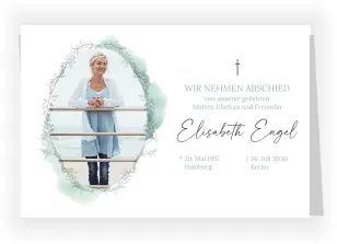 Einladungskarte Trauerfeier: Wertvoller Augenblick mit Foto in Weiß